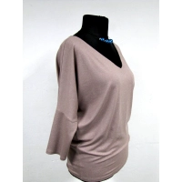 Tunika Aline kimono z dekoltem - capucino ze srebrnym brokatem